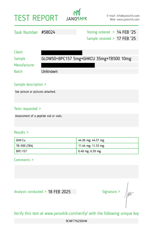 GLOW 50MG (BPC 157 5mg+GHK-CU 35mg+TB500 10MG)